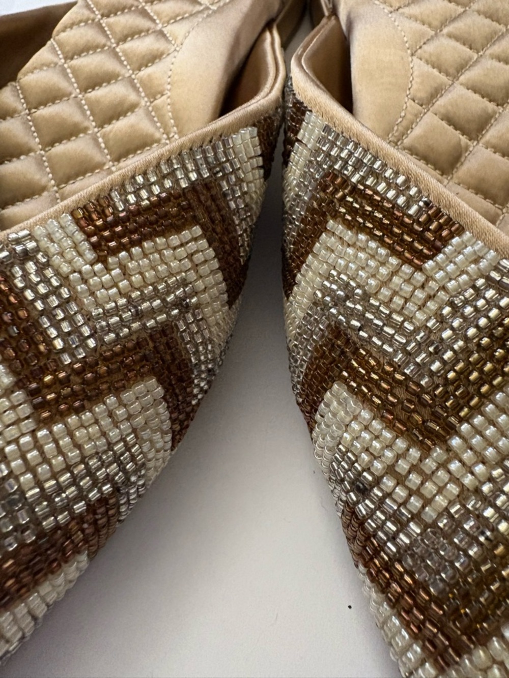 Birdies The Swan Beaded Chevron Pointed Mules - Gold, Brown - Size 8.5 - Picture 2 of 7